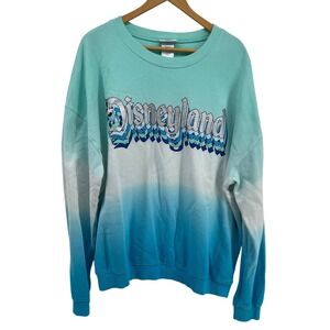 Disneyland Mickey Mouse Ombre Spirit Jersey Style Sweatshirt Blue Teal Size XL